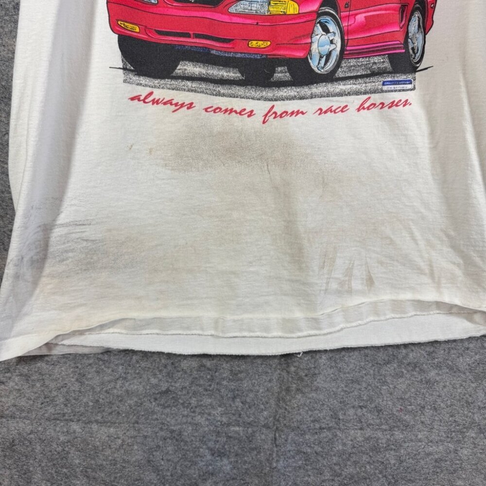 Vintage Ford Mustang Graphic T Shirt Cream Men’s XL Cars USA Made - Picture 3 of 16
